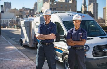 Detroit-Tigers_DUCTZ-Van-7102 DUCTZ technicians in front of vans